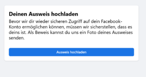 Screenshot Ausweis bei Facebook hochladen