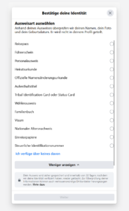 Ausweise hochladen bei Facebook
